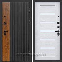Входная дверь Престиж Лайн 3к Царга (Черный кварц + Дуб / Лиственница белая)