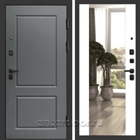 Входная дверь Престиж Верона 3к с зеркалом Максимум (Грей / Белый софт)