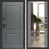 Входная дверь Престиж Верона 3к с зеркалом Максимум (Грей / Грей софт)