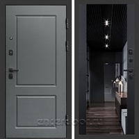 Входная дверь Престиж Верона 3к с зеркалом Максимум (Грей / Черный кварц)