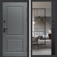 Входная дверь Престиж Верона 3к с зеркалом Фацет (Грей / Черный кварц)