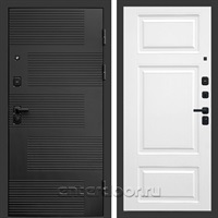 Входная дверь Престиж Фаворит 3к Лион (Лофт черный / Белый софт)