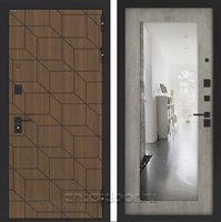 Входная дверь BN-03 с зеркалом ФЛЗ-603 - Бетон серый