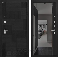 Входная дверь Пазл с тонированным зеркалом Панорама (Лофт черный / Черный кварц)