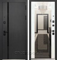Входная металлическая дверь Luxor MX-7 Вертикаль с зеркалом Максимум (Антрацит софт / Эмалит белый)