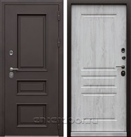 Уличная входная стальная дверь с терморазрывом Аляска 3К (Муар коричневый / Сосна белая)