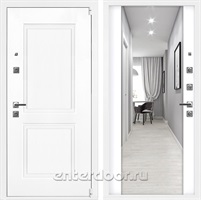 Входная дверь Неон 3К Белый софт / Зеркало Максимум Белый софт