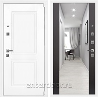 Входная дверь Неон 3К Белый софт / Зеркало Максимум Венге