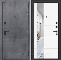 Входная металлическая дверь Лабиринт Инфинити с зеркалом 19 (Бетон темный / Белый софт)