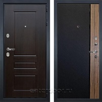 Входная дверь Гладиатор 3к Классик №123 (Венге / Черный кварц + Орех коньяк)