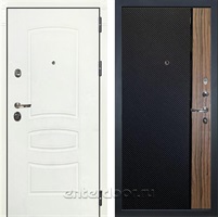 Входная дверь Сенатор 3К №123 (Белая шагрень / Черный кварц + Орех коньяк)