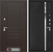 Входная дверь Мегаполис 31 - Черный кварц, зеркальная вставка с тонировкой