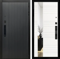 Входная дверь Шторм Графит с умным замком - Зеркало Сити Белый матовый для установки в квартиру 29461