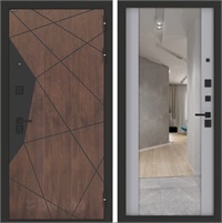 Входная дверь BN-14 с зеркалом ФЛЗ-1 - Лайт грей софт для установки в квартиру 30552