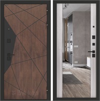 Входная дверь BN-14 с зеркалом ФЛЗ-1 - Сандал белый для установки в квартиру 30553