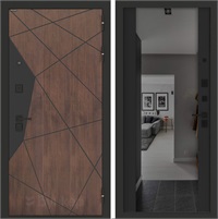 Входная дверь BN-14 с зеркалом ФЛЗ-1 тонированное - Черный кварц для установки в квартиру 30554