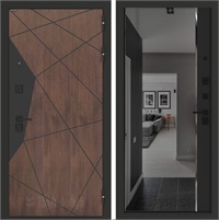 Входная дверь BN-14 с зеркалом ФЛЗ-618 тонированное - Черный кварц для установки в квартиру 30556