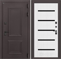 Входная дверь Полярис Термо Лайт №01 - Белое дерево, стекло черное для частного загородного дома и дачи 30597