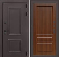 Входная дверь Полярис Термо Лайт №03 (Муар коричневый / Орех бренди) для частного загородного дома и дачи 30600