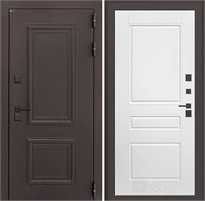 Входная дверь Полярис Термо Лайт №03 (Муар коричневый / Белый софт) для частного загородного дома и дачи 30601