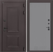 Входная дверь Полярис Термо Лайт №29 (Муар коричневый / Серый рельеф софт) для частного загородного дома и дачи 30611