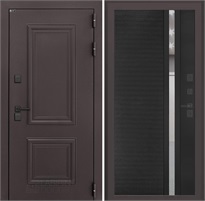 Входная дверь Полярис Термо Лайт №31 зеркальная вставка с тонировкой (Муар коричневый / Черный кварц) для частного загородного дома и дачи 30627