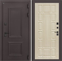 Входная дверь Полярис Термо Лайт №12 (Муар коричневый / Беленый дуб) для частного загородного дома и дачи 30630