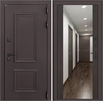 Входная дверь Полярис Термо Лайт с зеркалом Максимум (Муар коричневый / Венге) для частного загородного дома и дачи 30636