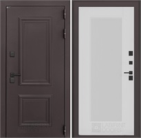 Входная дверь Полярис Термо Лайт №30 (Муар коричневый / Белый рельеф софт) для частного загородного дома и дачи 30640