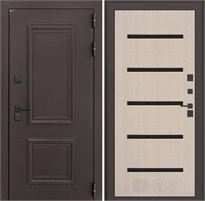 Входная дверь Полярис Термо Лайт №01 - Беленый дуб, стекло черное для частного загородного дома и дачи 30644