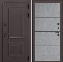 Входная дверь Полярис Термо Лайт №25 - Бетон светлый, черный молдинг для частного загородного дома и дачи 30649