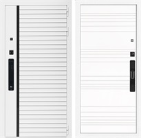 Входная дверь Урбан Лайн Белая с умным замком - Горизонт Дуб кантри белый для установки в квартиру 30704