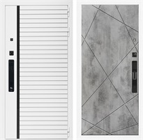 Входная дверь Урбан Лайн Белая с умным замком - ФЛ-291 Бетон светлый для установки в квартиру 30710