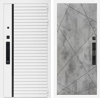 Входная дверь Урбан Лайн Белая с умным замком - ФЛ-291 Бетон светлый для установки в квартиру 30710