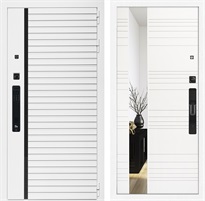 Входная дверь Урбан Лайн Белая с умным замком - Зеркало Сити Белый матовый для установки в квартиру 30715