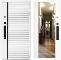 Входная дверь Урбан Лайн Белая с умным замком - Зеркало СБ-16 Белый матовый для установки в квартиру 30722