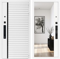 Входная дверь Урбан Лайн Белая с умным замком - Зеркало Панорама Белый матовый для установки в квартиру 30725