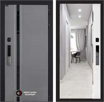 Входная дверь Piano Smart с умным замком - Зеркало Панорама Белый софт для установки в квартиру 30728