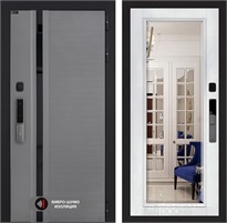 Входная дверь Piano Smart с умным замком - Зеркало Фацет Белый софт для установки в квартиру 30736