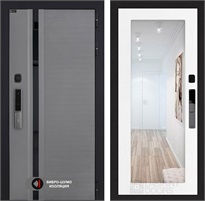 Входная дверь Piano Smart с умным замком - Зеркало 18 Белое дерево для установки в квартиру 30737