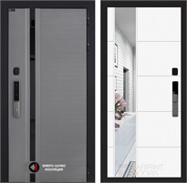 Входная дверь Piano Smart с умным замком - Зеркало 19 Белый софт для установки в квартиру 30740