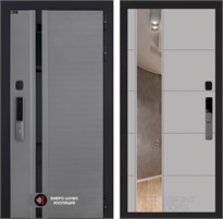 Входная дверь Piano Smart с умным замком - Зеркало 19 Грей софт для установки в квартиру 30741