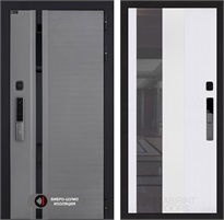 Входная дверь Piano Smart с умным замком - Зеркало тонированное 32 Белый рельеф софт для установки в квартиру 30742