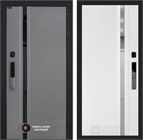 Входная дверь Piano Smart с умным замком - 31 Белый софт, зеркальная вставка с тонировкой для установки в квартиру 30744