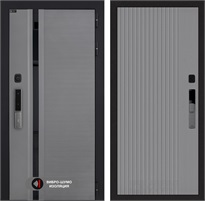 Входная дверь Piano Smart с умным замком - 29 Серый рельеф софт для установки в квартиру 30759