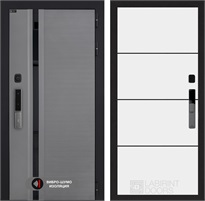 Входная дверь Piano Smart с умным замком - 25 Белый софт, черный молдинг для установки в квартиру 30763