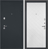 Входная дверь Гектор ФЛ-Ромбы (Черный шелк / Силк ясень белый) для установки в квартиру 30818