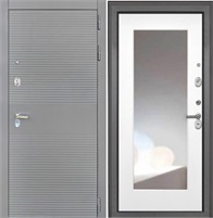 Входная дверь Брайтон Антрацит Грей / Зеркало ФЛЗ-120М Белый матовый для установки в квартиру 17108