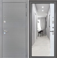 Входная дверь Брайтон Антрацит Грей / Зеркало ФЛЗ-305 Лофт белый для установки в квартиру 28868