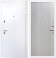 Входная дверь Колизей White ФЛ-566 (Белая шагрень / Чесура светлая) для установки в квартиру 30838